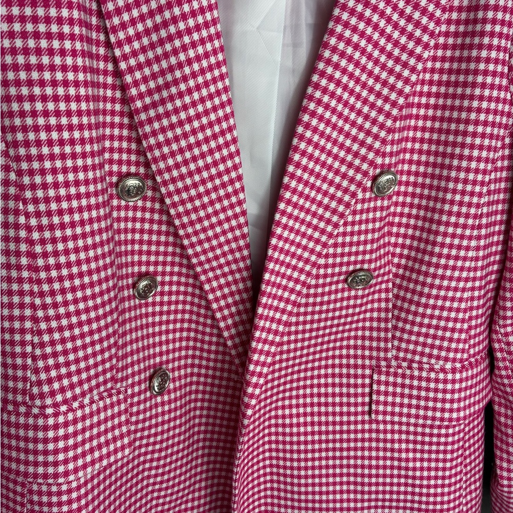 Pink and White Houndstooth vintage Blazer